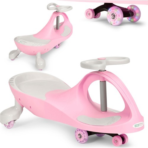 Gravitācijas braucamais transportlīdzeklis bērniem LED riteņi rozā ECOTOYS