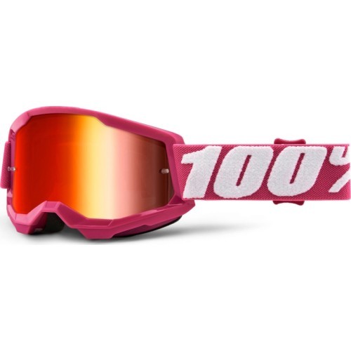 Детские очки для мотокросса 100% Strata 2 Youth Mirror - Fletcher Pink, Mirror Red Plexi