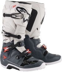 Motorcycle Boots Alpinestars Tech 7 Dark Gray/Light Gray/Fluo Red 2022 - Dark Grey/Light Grey/Fluo Red