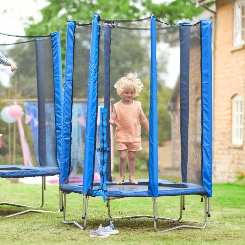 Батут Plum Junior с защитной сеткой, синий, 4 фута