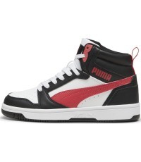 Puma Rebound V6 Mid Jr Junior Shoes White Black Red 393831 16