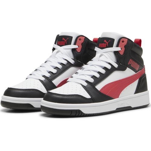 Подростковые кроссовки Puma Rebound V6 Mid Jr, белые/чёрные/красные 393831 16