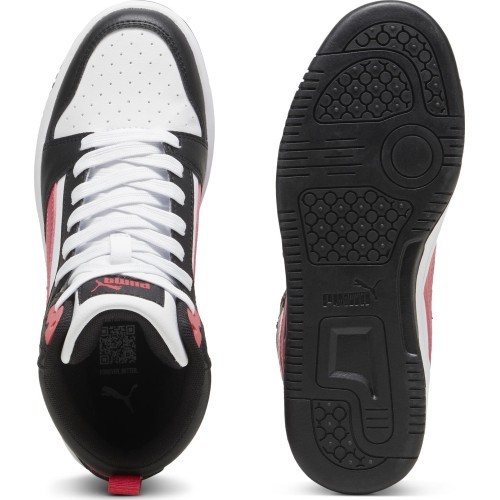 Подростковые кроссовки Puma Rebound V6 Mid Jr, белые/чёрные/красные 393831 16