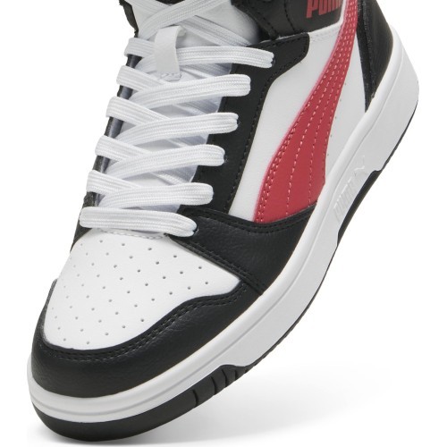 Puma Rebound V6 Mid Jr jauniešu apavi, balts/melns/sarkans 393831 16