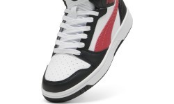 Подростковые кроссовки Puma Rebound V6 Mid Jr, белые/чёрные/красные 393831 16