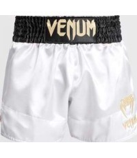 Venum Classic Muay Thai īsās bikses - baltas/zeltas/melnas krāsas