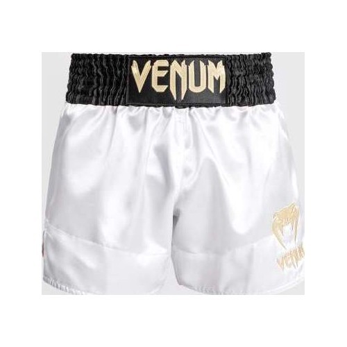 Venum Classic Muay Thai īsās bikses - baltas/zeltas/melnas krāsas