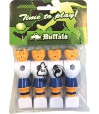 Nomaināms galda futbola spēlētājs Buffalo, 16 mm, zils/balts, 4 gab.