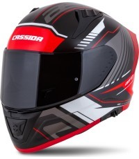 Motociklu ķivere Cassida Aero Drome Black Pearl/Red/White/Gray