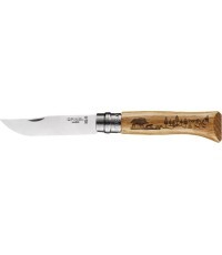 Nazis Opinel 8 Inox, ozols, sērija Animal – mežacūka
