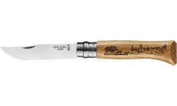 Nazis Opinel 8 Inox, ozols, sērija Animal – mežacūka