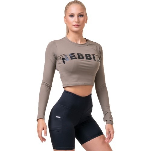 Женский кроп-топ с длинными рукавами Nebbia Sporty Hero 585 - Mocha