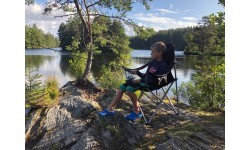 Salokāms krēsls BasicNature Travelchair Holiday, melns