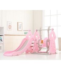 Детская горка с качелями и баскетбольным кольцом 4-в-1 inSPORTline Swingslide - Pink