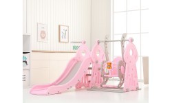 Bērnu slidkalniņš ar šūpolēm un basketbola grozu 4-in-1 inSPORTline Swingslide - Pink