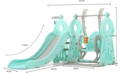 Bērnu slidkalniņš ar šūpolēm un basketbola grozu 4-in-1 inSPORTline Swingslide - Pink