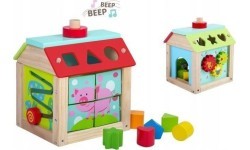 Деревянный развивающий куб-сортер с блоками Ecotoys