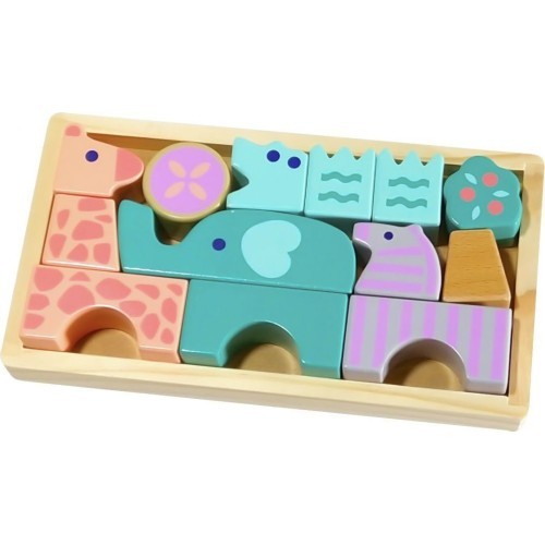 Деревянные кубики животные 13 шт. Ecotoys