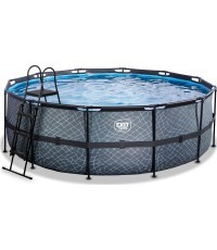 EXIT Akmens baseins ø427x122cm ar smilšu filtra sūkni - pelēks