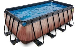 Бассейн EXIT Wood 400x200x122 см с песочным фильтр-насосом, коричневый