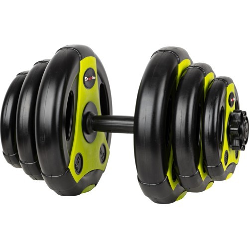 Regulējama vienas rokas hantele inSPORTline 3–18 kg melni zaļa