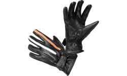 Motociklista cimdi W-TEC Classic - Melna ar oranžu un bēšu svītru