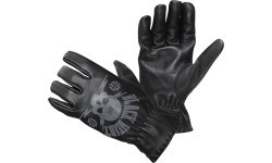 Leather Motorcycle Gloves W-TEC Black Heart Skull - Black