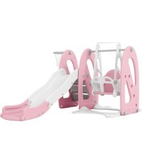 Детская горка с качелями и баскетбольным кольцом inSPORTline Небелино - Pink