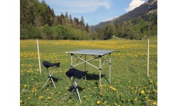 BasicNature ceļojumu krēsla rullēšanas galdiņš mazs, 70x70cm