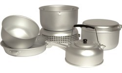 Ēdiena gatavošanas trauku komplekts ar degli Mil-Tec, 9 daļas