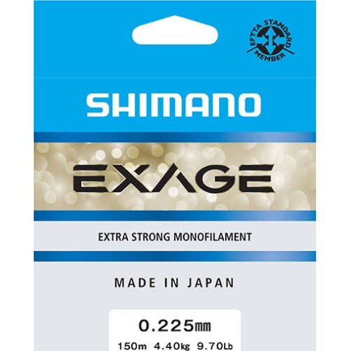 Spoles Shimano Exage, 150m, 0.225mm, 4.4kg, pelēkas krāsas