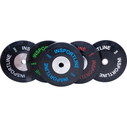 Gumijots svara disks inSPORTline Bumper Plate 15 kg