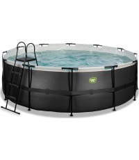 Baseins EXIT Black Leather ø427x122cm ar sūkni un filtru - melns