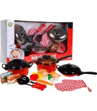 Rotaļu virtuves katlu un pannu komplekts ar cimdu
