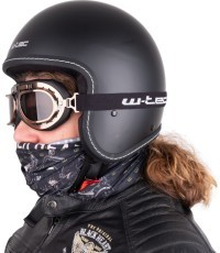 Chopper Helmet W-TEC Badachos w/ Steamrust Goggles - Matte Black