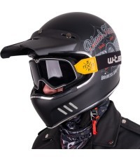 Motorcycle Helmet W-TEC Black Heart Retron w/ Dalhart Goggles - Angerwheel Silver
