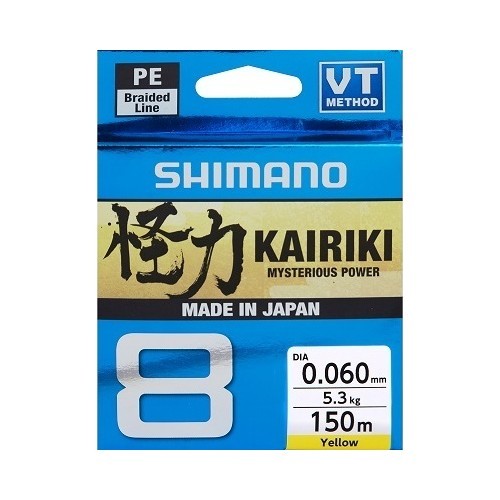 Pītā aukla Shimano Kairiki 8 150m, dzeltena, 0,100mm/6,5kg
