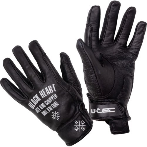 Кожаные летние мотоциклетные перчатки W-TEC Black Heart Darios - Чёрный