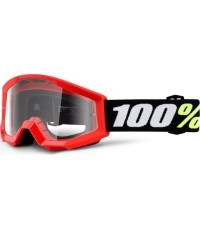 Motokrosa brilles 100% Strata Mini - Gron Red, Clear Plexi