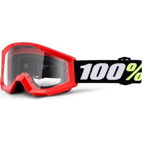 Очки для мотокросса 100% Strata Mini - Gron Red, Clear Plexi
