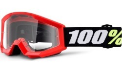 Motocross Goggles 100% Strata Mini - Gron Red, Clear Plexi