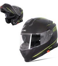 Flip-Up Motorcycle Helmet W-TEC Venero - Glossy Black-Neon Yellow