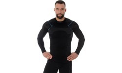Brubeck Thermo Black men's long-sleeve shirt LS13040A - Black/Blue