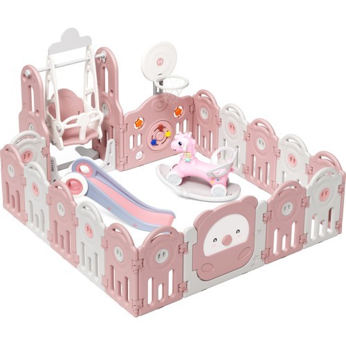 Plastic Playpen w/ Accessories inSPORTline Piglino 178 x 184 cm - Pink