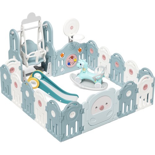 Plastic Playpen w/ Accessories inSPORTline Piglino 178 x 184 cm - Blue