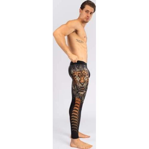 Vīriešu sporta legingi Venum Tiger, melni/neona oranži