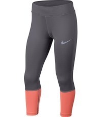 Nike bikšu legingi pusaudžiem G NK Pwr Tght Crop Grey Orange 890208 036