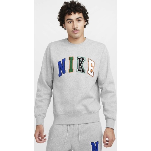 Мужская толстовка Nike Club Bb Crew Letters, серая FZ0879 063