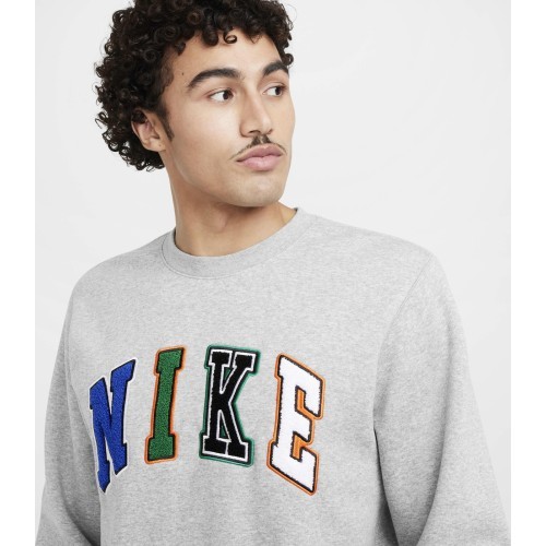 Мужская толстовка Nike Club Bb Crew Letters, серая FZ0879 063