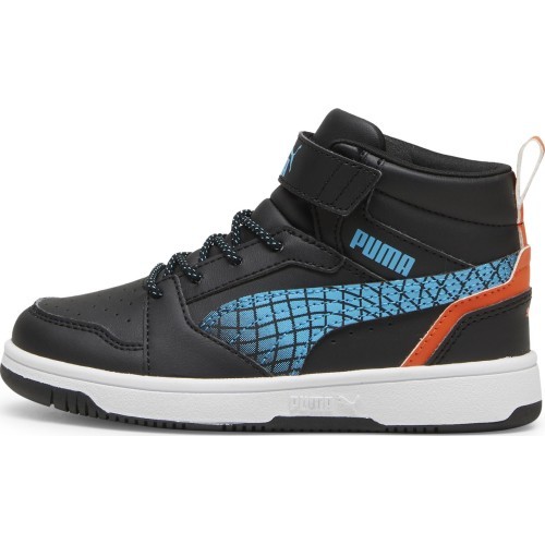 Детская обувь Puma Rebound V6 Mid Jr Black Blue White 397946 02